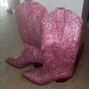Sparkling Pink Heeled Boots